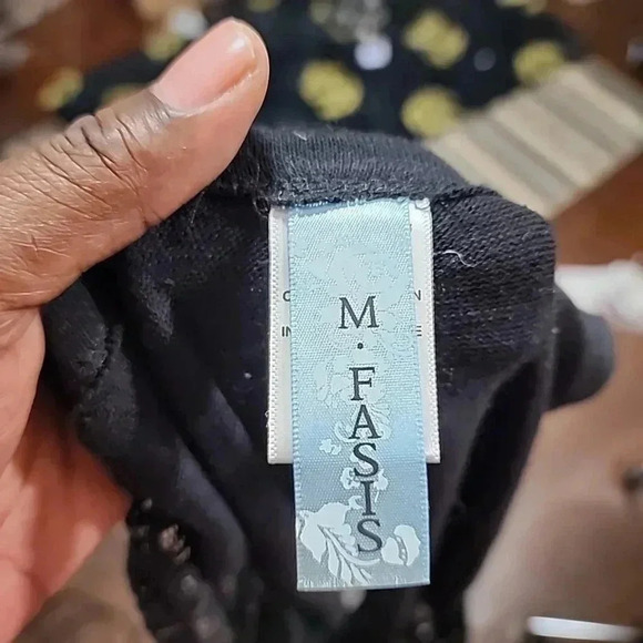 Black Fringe Open Knit Cardigan. Size Medium - Picture 4 of 5